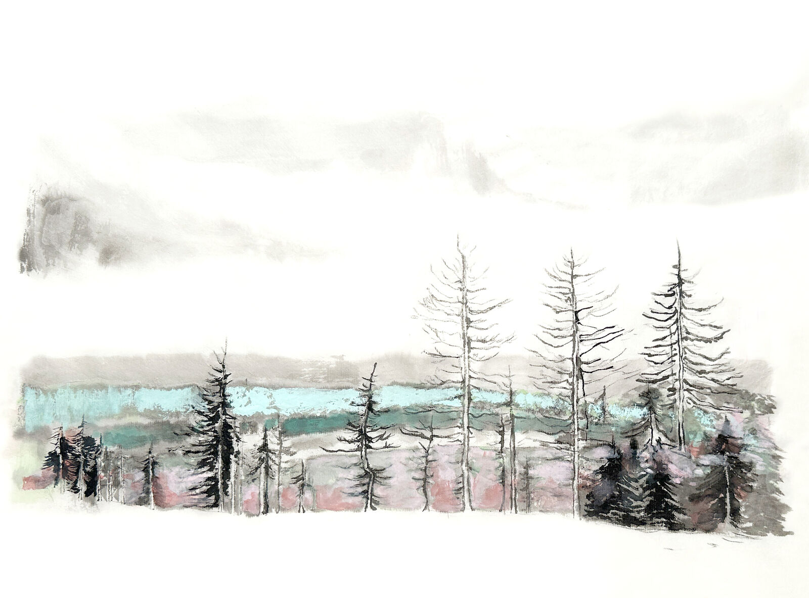 Vergänglichkeit, Chinesische Tuschemalerei auf Xuan Papier, 31 x 41 cm, 2025 © Agnes Christine Katschner