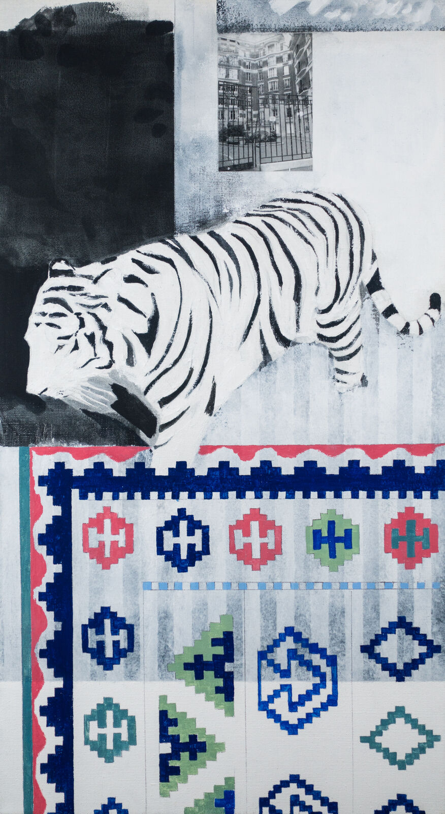 Tiger on a Carpet, Gouache auf Leinwand, 90 x 50 cm, 2015 © Agnes Christine Katschner