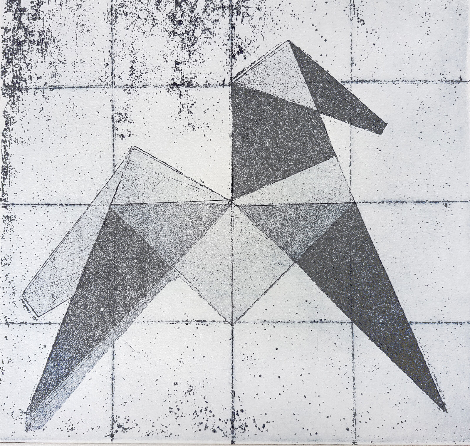 Origami Pferd, Aquatinta-Radierung und vernis mou, 27 x 39 cm, 2018 © Agnes Christine Katschner