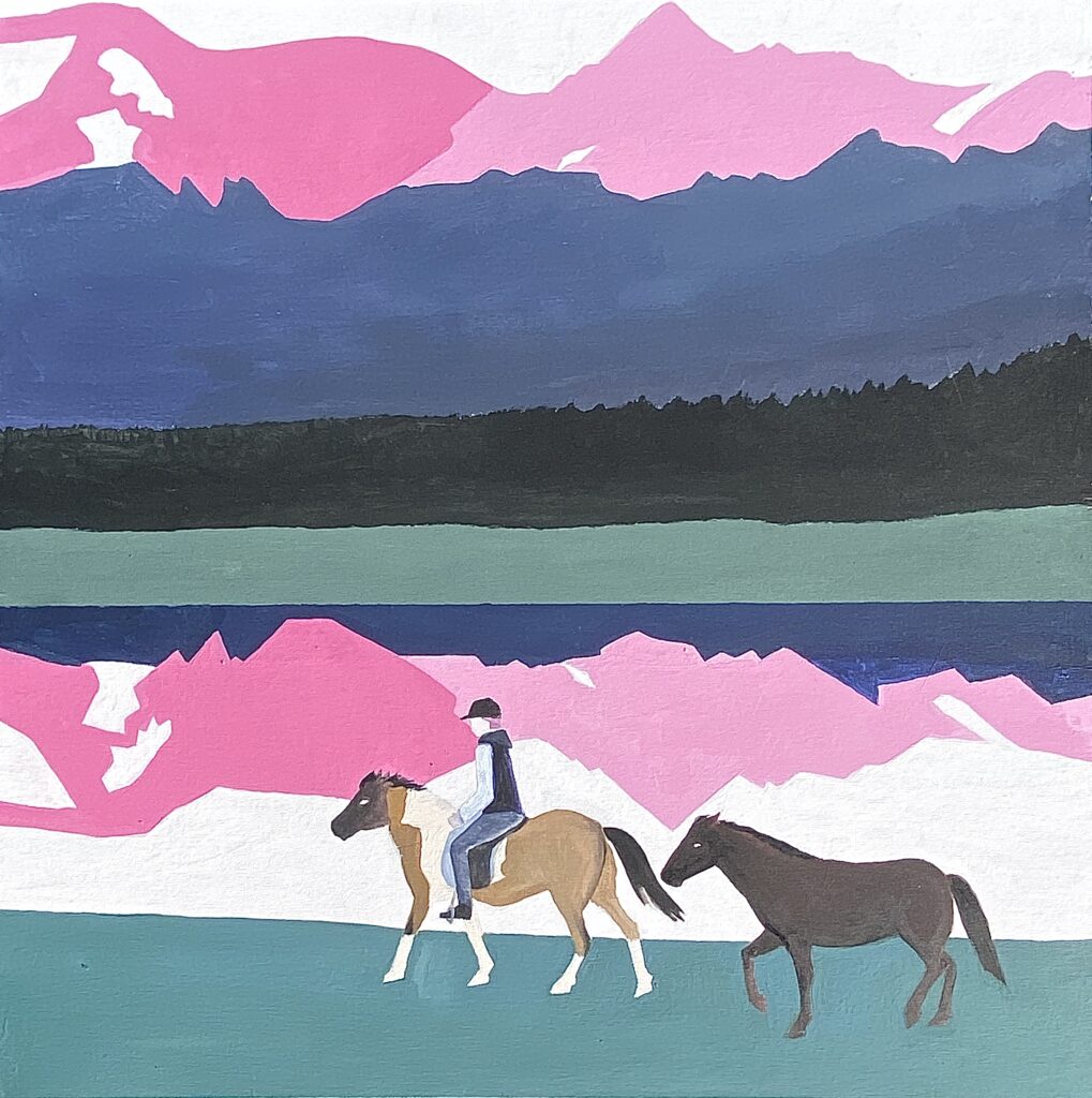 L’Islande en Mongolie - Gouache auf Holz, 60 × 60 cm, 2020