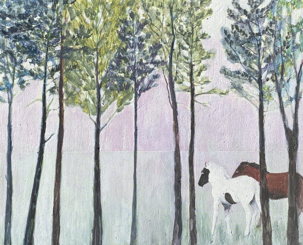 En arriére - Gouache auf Leinwand, 40 × 50 cm, 2020