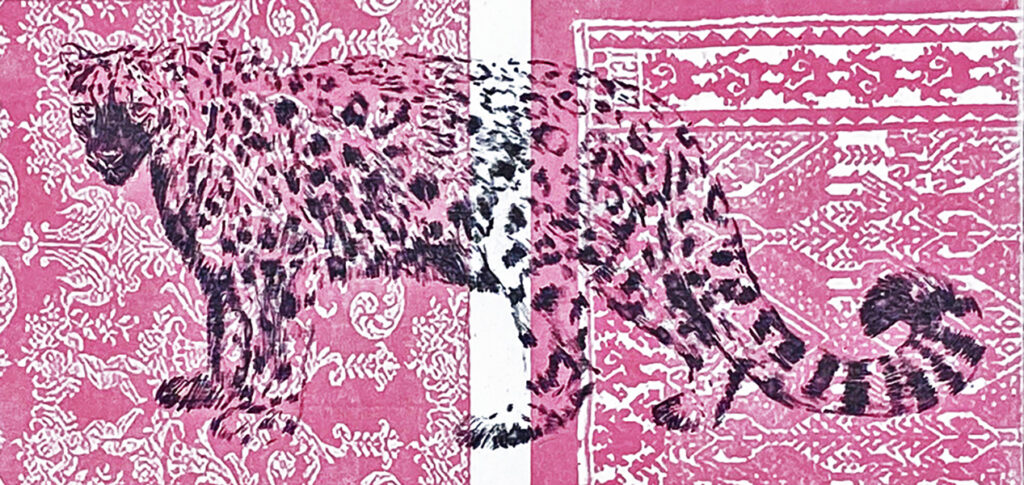 Thoughtful snow leopard (1) - Intagliotypie (Polymer-Print), 20 × 30 cm, 2023