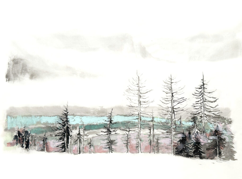Vergänglichkeit - Chinesische Tuschemalerei auf Xuan Papier, 31 × 41 cm, 2025