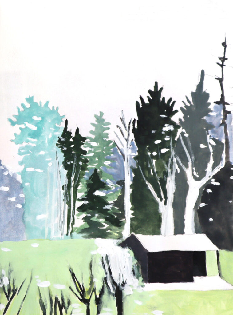 A view from my window - Gouache auf Papier, 12,5 x 18 cm, 2020Seite aus dem Sketchbook für das Projekt der Brooklyn Art Library Vol. 17